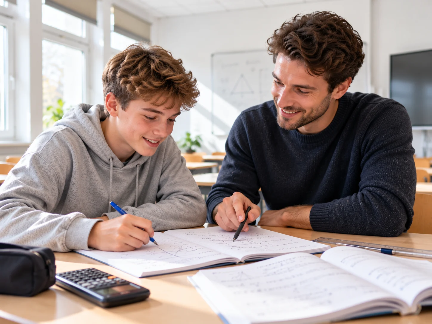 Symbolbild: Individuelle Mathematik-Nachhilfe am Schreibtisch